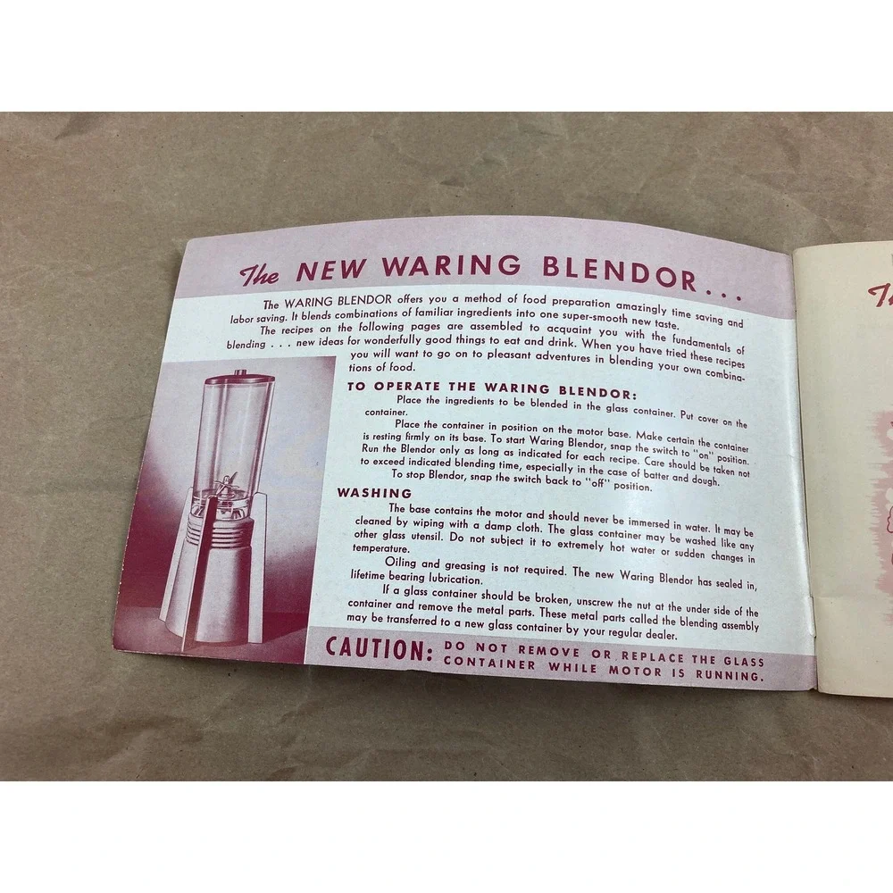 340 Waring Blender Recipes Cookbook/Booklet